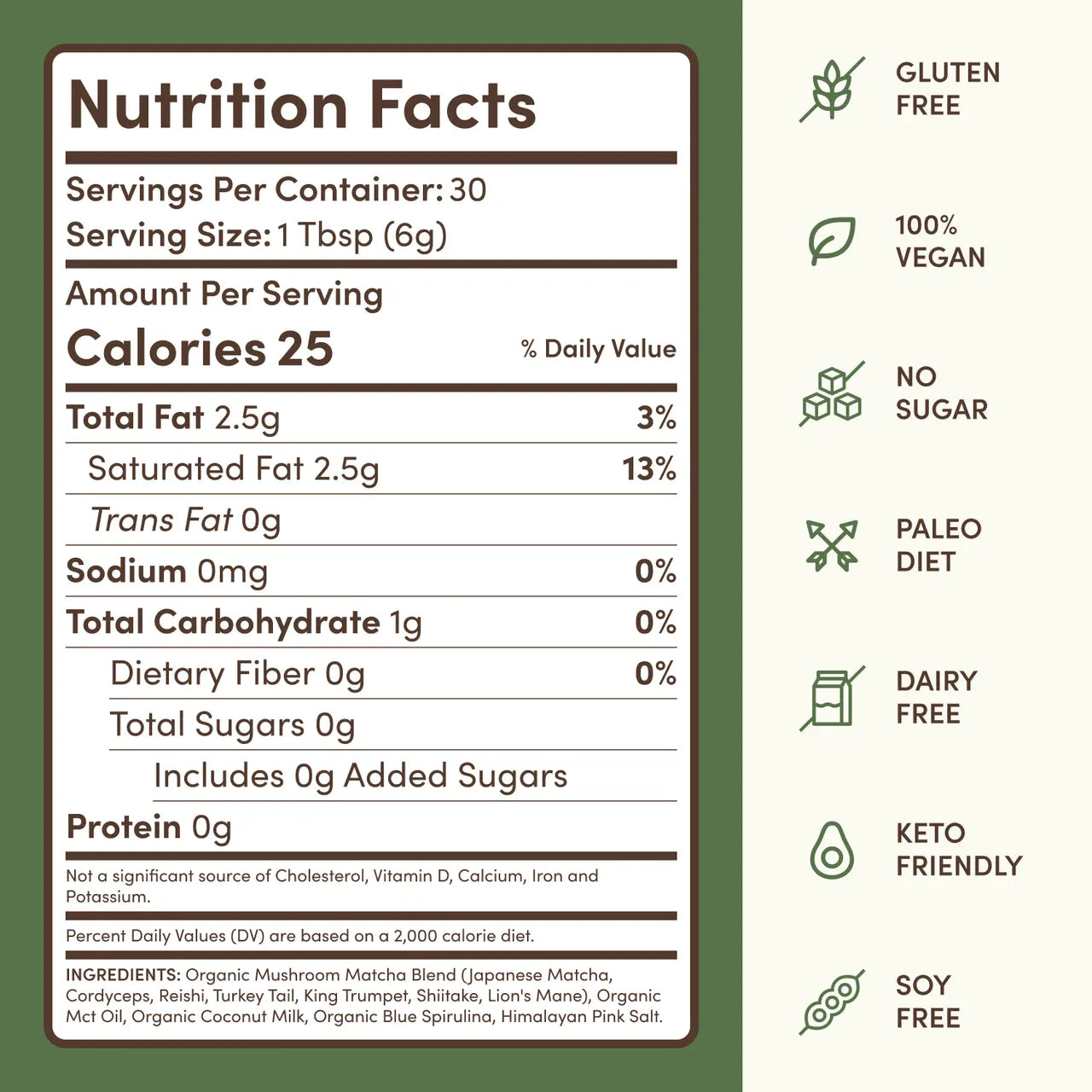RYZE SUPERFOODS Mushroom Matcha, USDA Organic with 6 Adaptogenic Mushrooms and Ceremonial-Grade Matcha for Energy, Focus, Digestion, Immunity with Turkey Tail, Shiitake, Lion's Mane, 30 servings