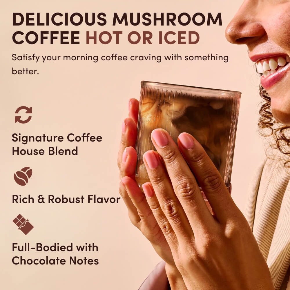 RYZE SUPERFOODS Mushroom Coffee USDA Organic with 6 Adaptogenic Mushrooms and MCT Oil, USA Grown Instant Coffee for Better Energy, Focus, Digestion, Immunity with Lions Mane & Turkey Tail, 30 servings Medium Roast