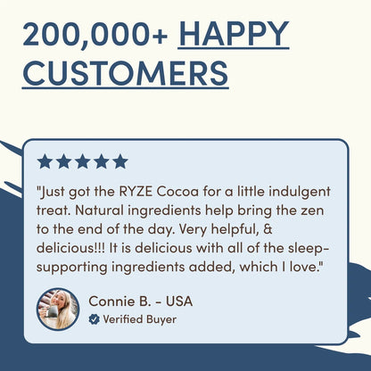 RYZE SUPERFOODS Mushroom Hot Cocoa Melatonin Sleep Supplement, Keto Cocoa Powder with Reishi Mushroom, Melatonin, Glycine, Cacao, L-Theanine, Chicory to Help Fall Asleep and Stay Asleep, 20 Servings